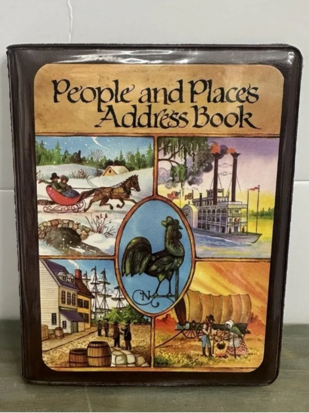 People and Places Address Book in Brown with Illustrated Cover